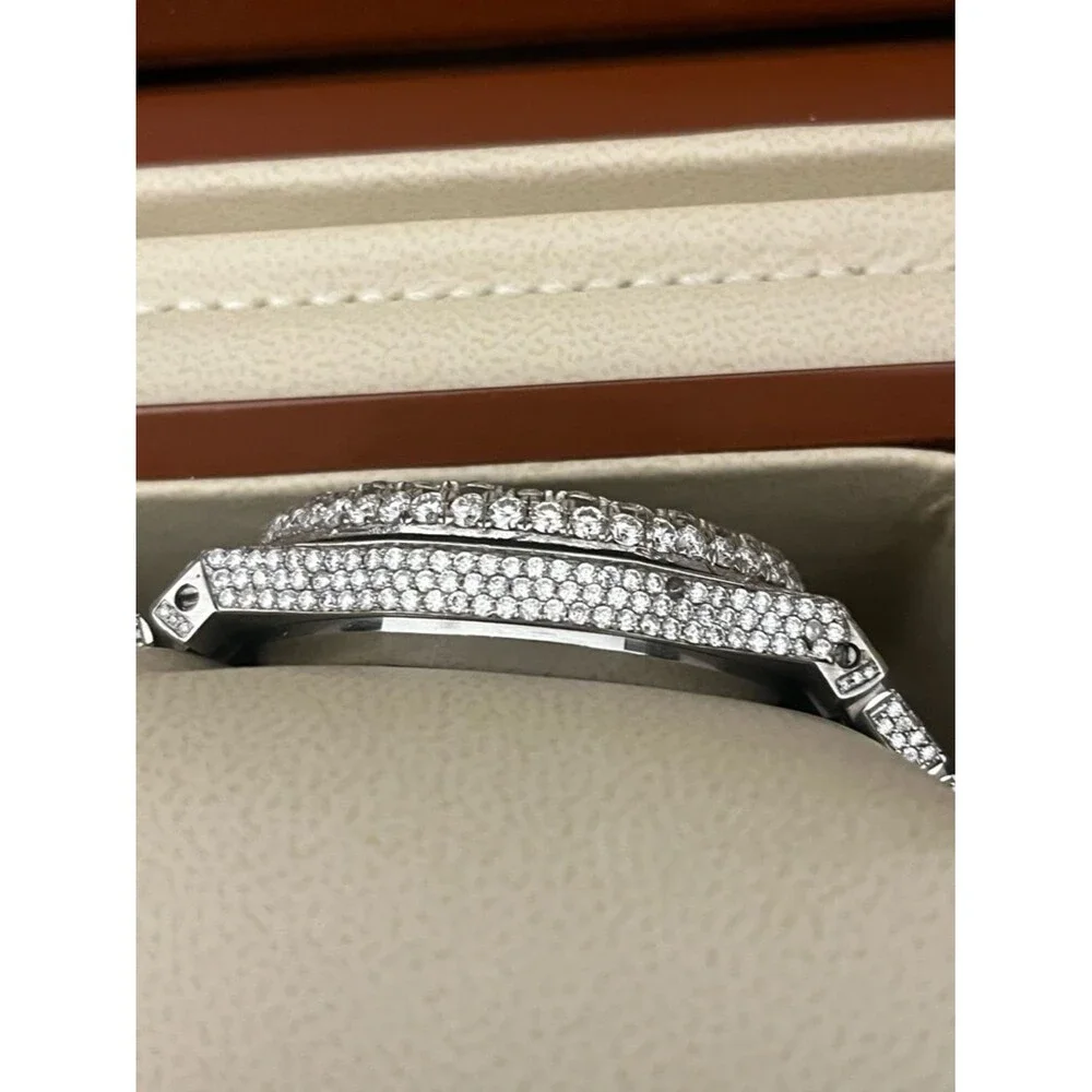 Bust Down Moissanite Watch Iced Out Swiss Auto Movement 41mm with Box + Papers